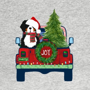 Cute Bernese Mt Dog Christmas Jeep T-Shirt